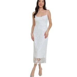 Park & Fifth Madison Bridal Newlywed White Lena Lace Midi Dress NWTs size small